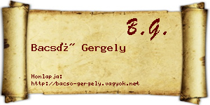 Bacsó Gergely névjegykártya